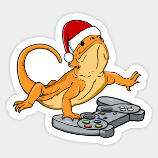 Cute Bearded Dragon Christmas Hat Video Game Sticker